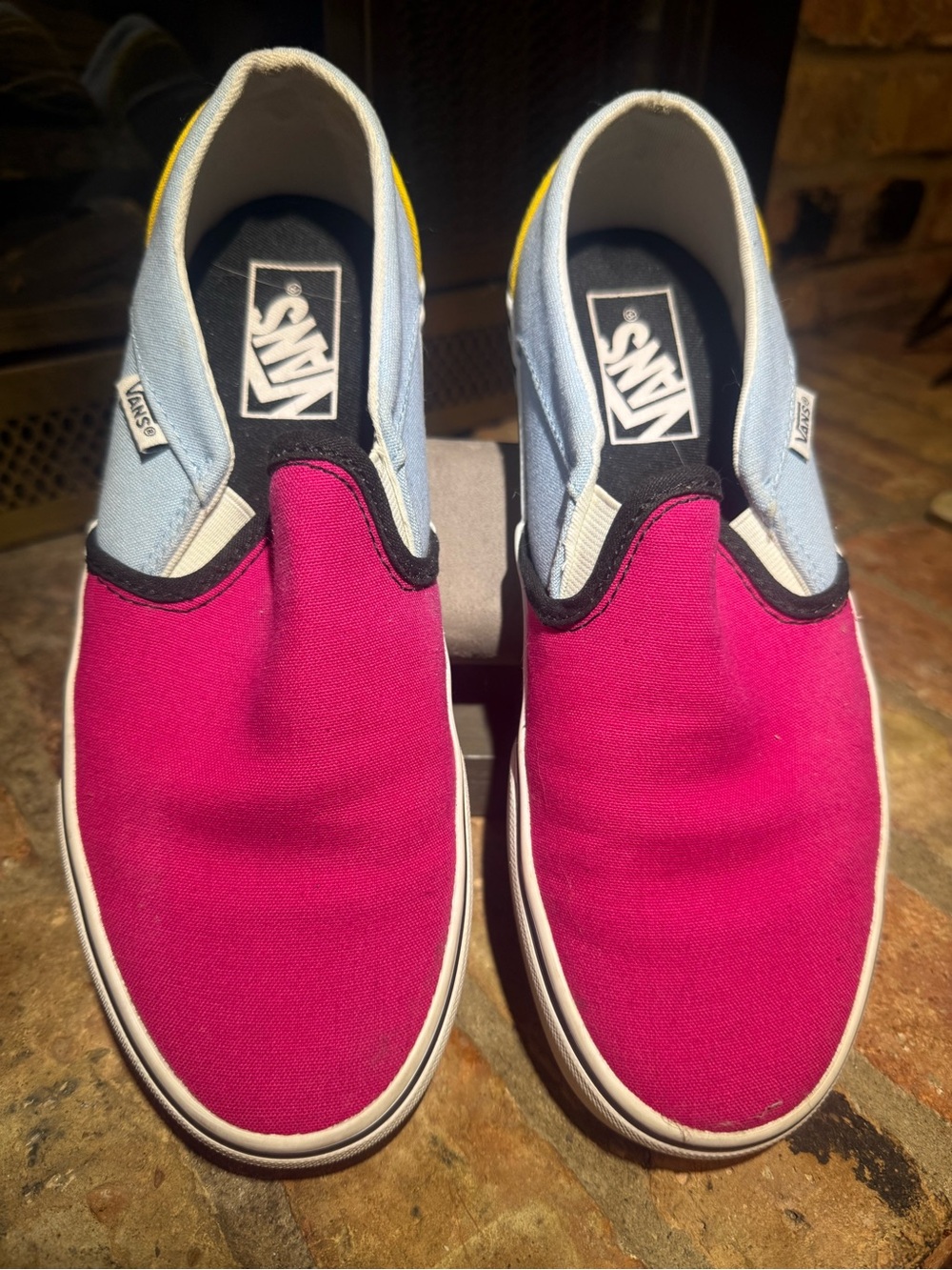 Vans Slip-On Colorblock Canvas Sneakers - Magenta, Light Blue & Yellow